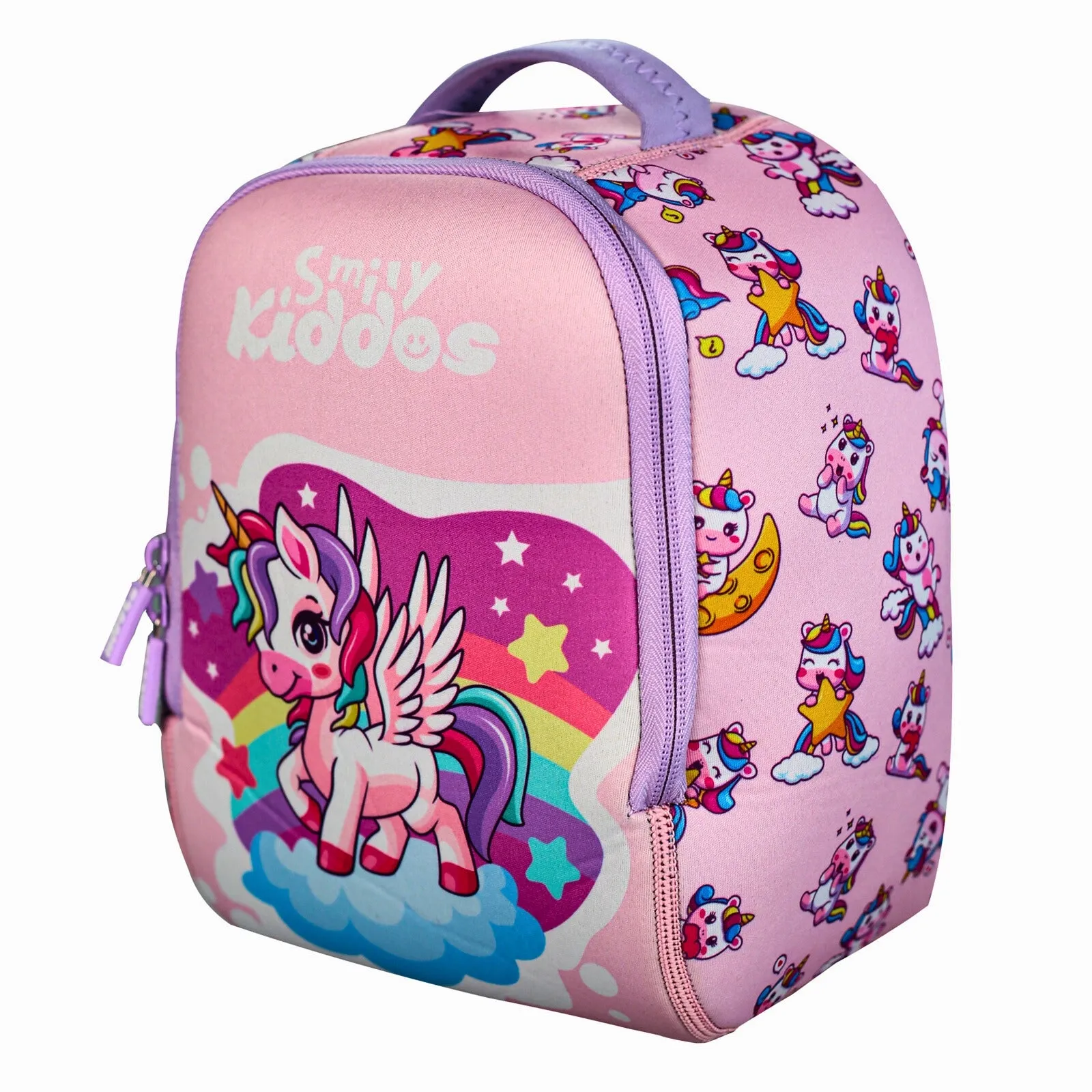 Smily kiddos Adorable Unicorn Theme Neoprene Preschool Backpack (6L) – Pink