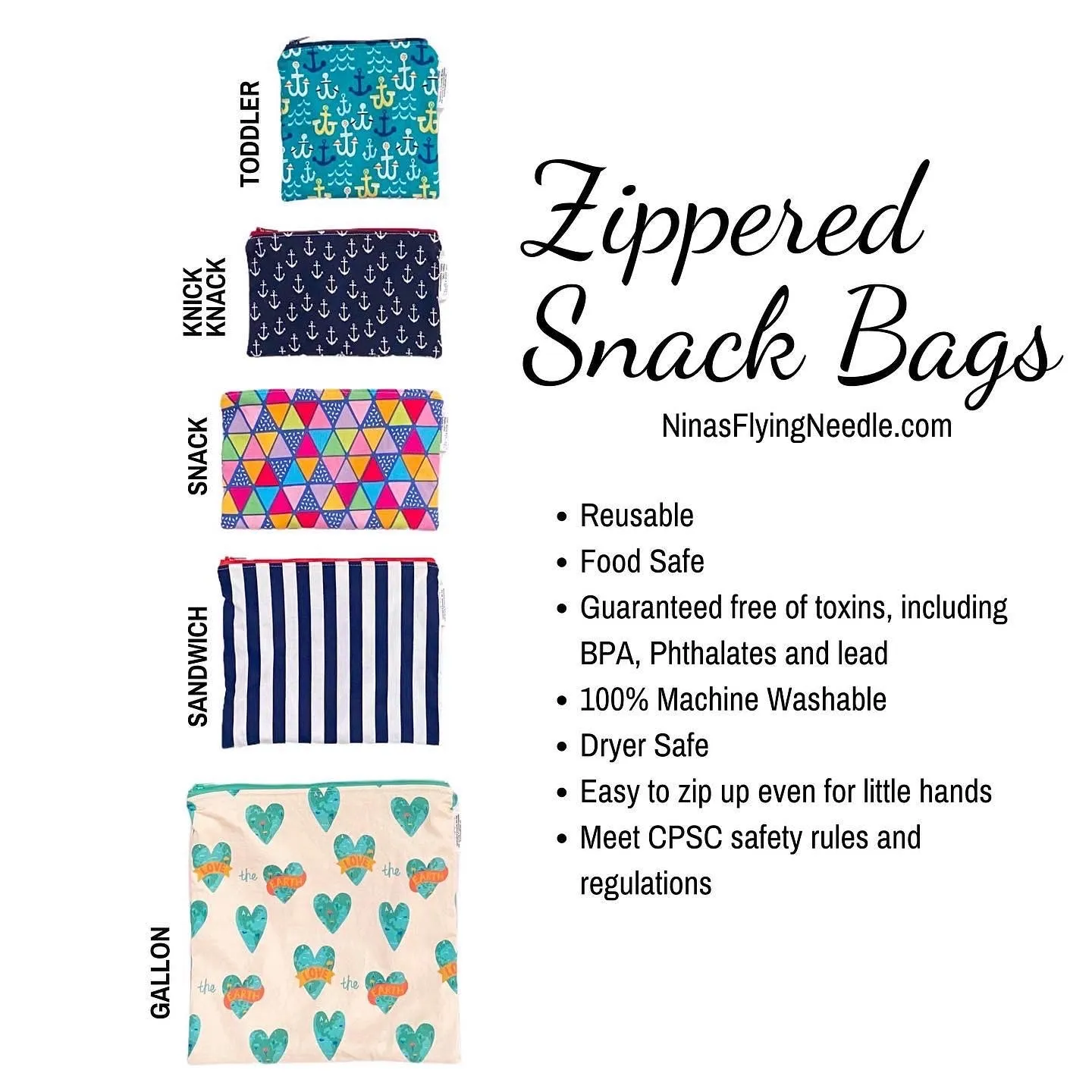 Snack Sized Reusable Zippered Bag Veggies