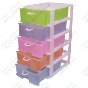 Stackable 5 Drawers Layers Set Shoe Makeup Jewelry Storage Organizer Boxes Plastic Cabinets Racks Lahore Only