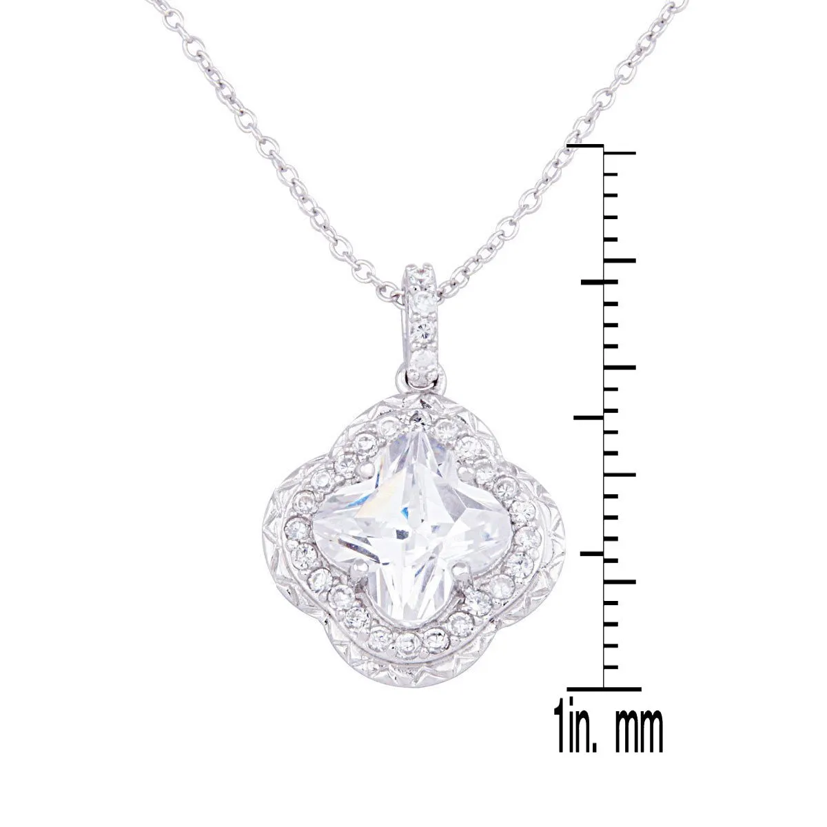 Sterling Silver Cubic Zirconia Petal Pendant