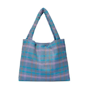 Studio Noos Mom Bag Wool Checked | Sky Blue