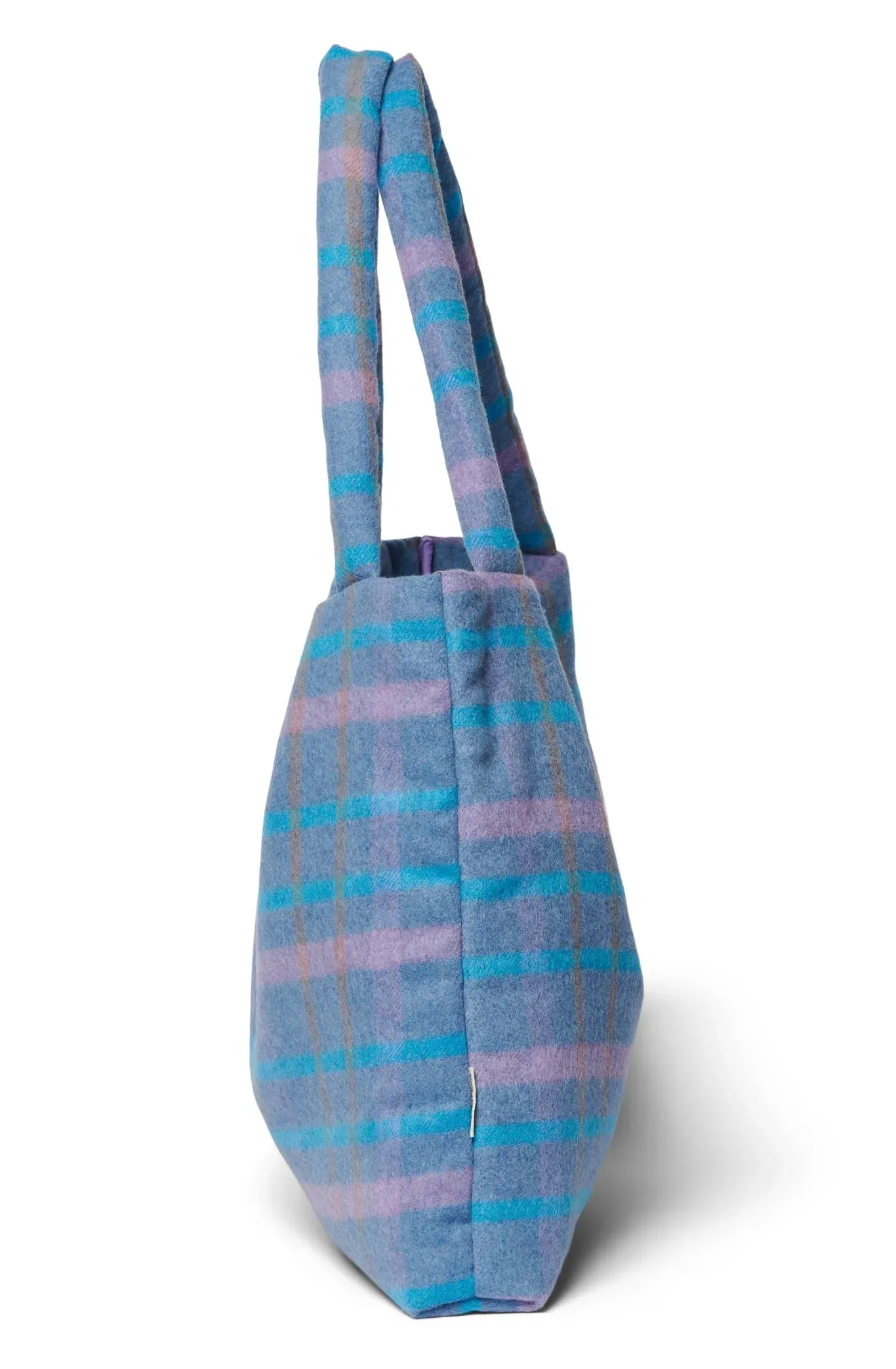 Studio Noos Mom Bag Wool Checked | Sky Blue