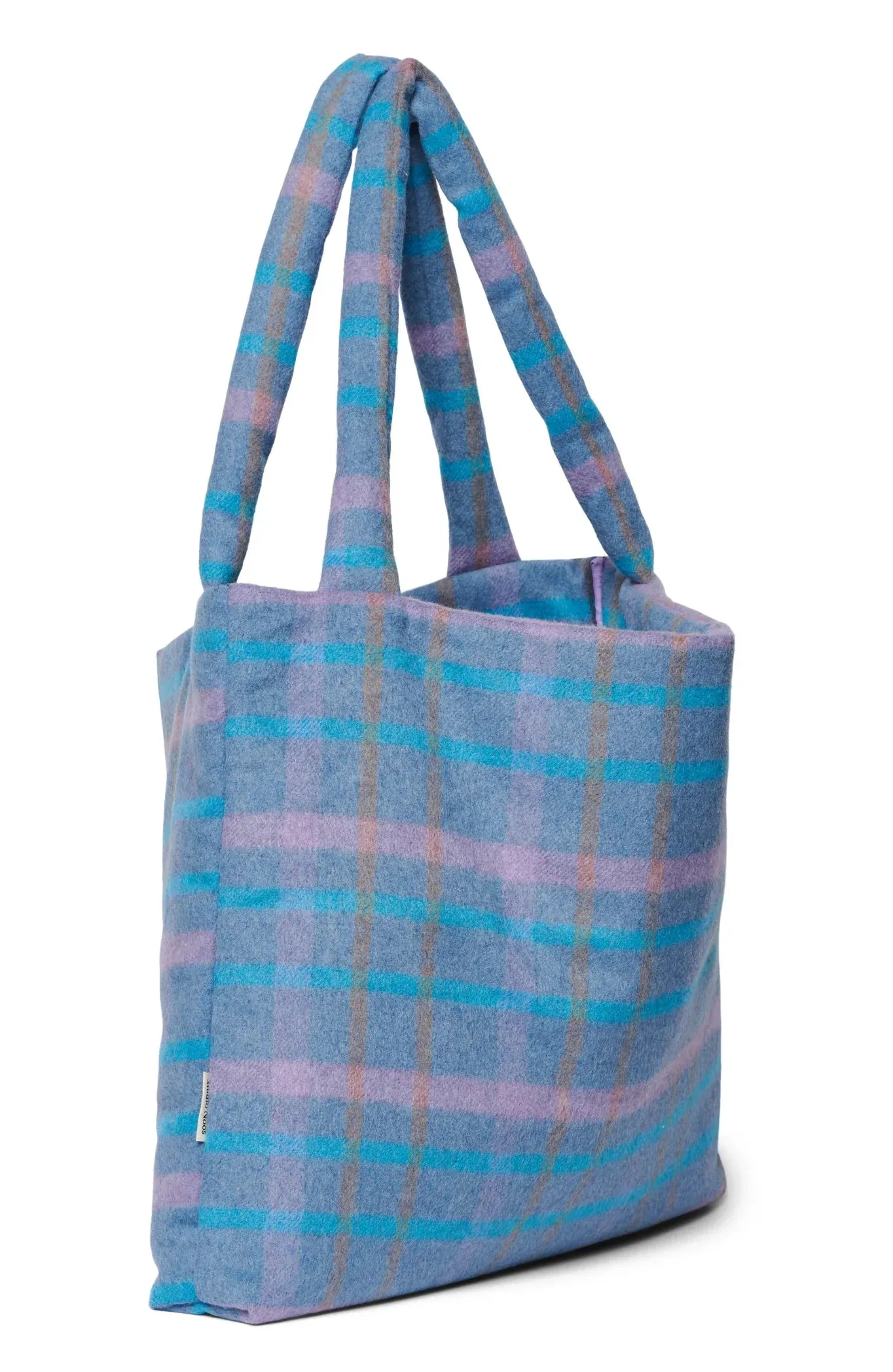 Studio Noos Mom Bag Wool Checked | Sky Blue