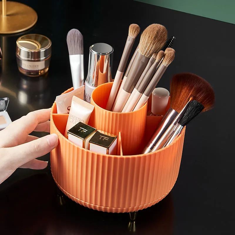 Swivel Makeup Brush Organizer - Elegant ABS Storage Solution