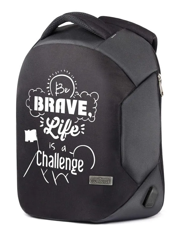 THE CLOWNFISH Be Brave Anti Theft Laptop Backpack with USB Port | 15.6 inch | Black