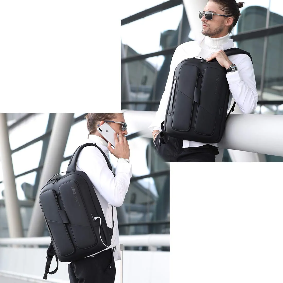 THE CLOWNFISH Water Resistant Anti-Theft Unisex Travel Laptop Backpack with USB Charging (Black)