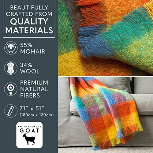 The Glamorous Goat Blanket Throw Soft & Fluffy 71x51 Inch Ethically Otago Spring