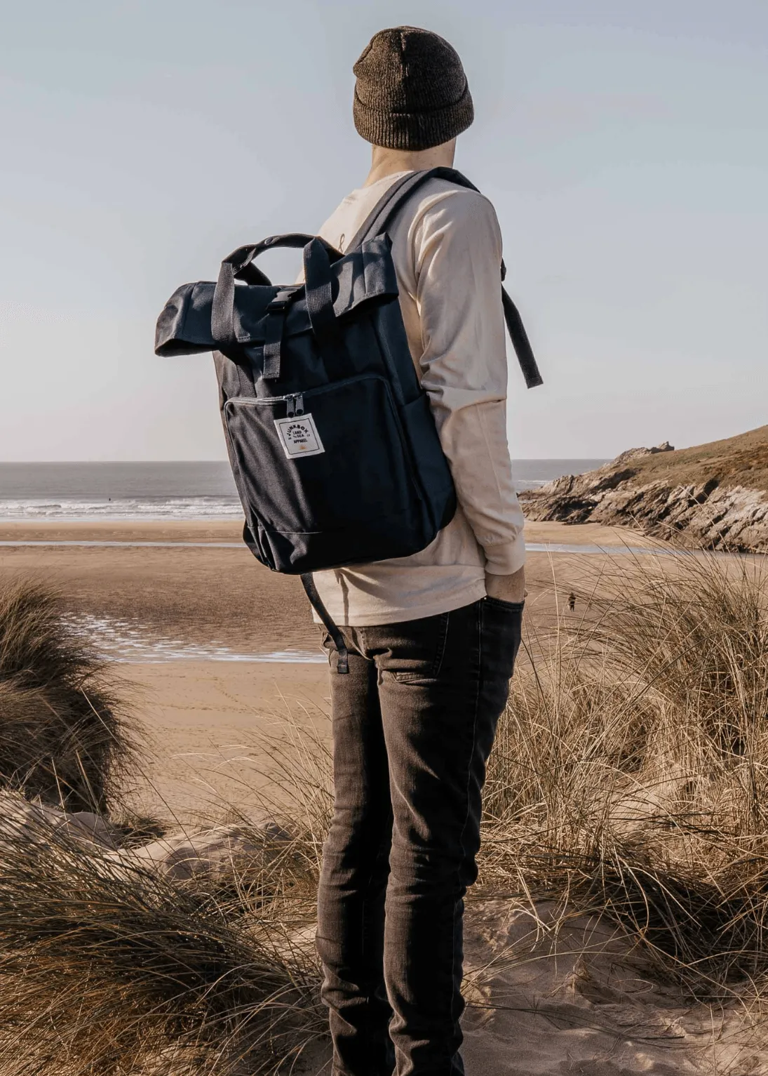 'The Traveller' Recycled Laptop Backpack in Navy