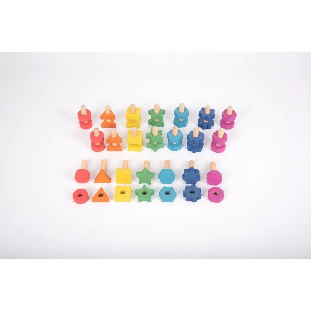 TickiT Rainbow Wooden Nuts & Bolts - Pk21