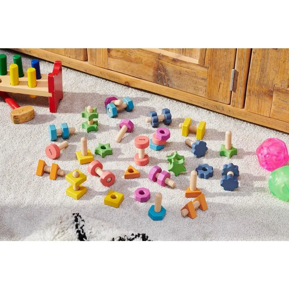 TickiT Rainbow Wooden Nuts & Bolts - Pk21