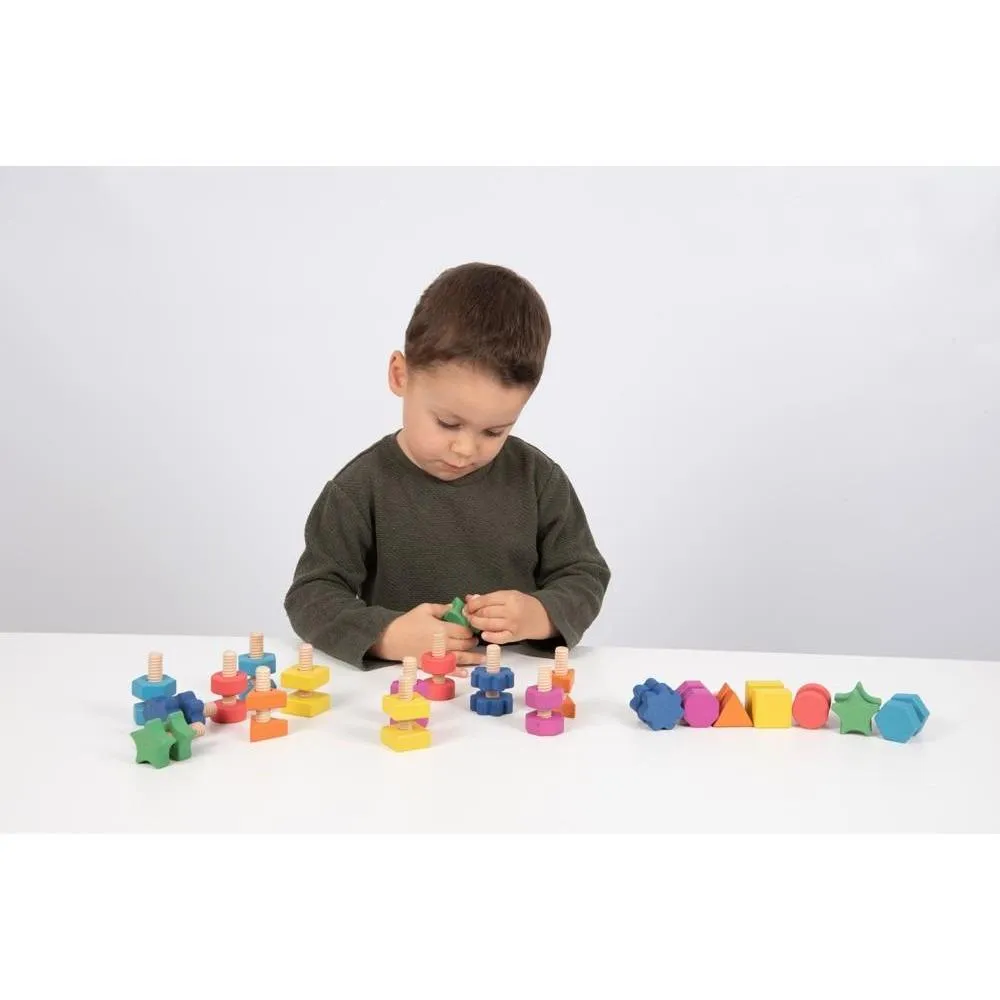 TickiT Rainbow Wooden Nuts & Bolts - Pk21