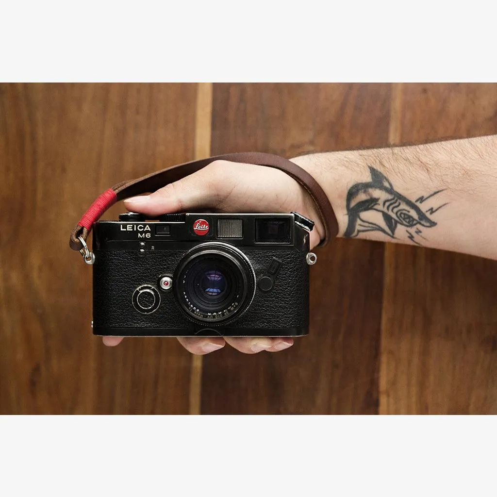 Tokyo #202 - Brown & Red leather camera strap