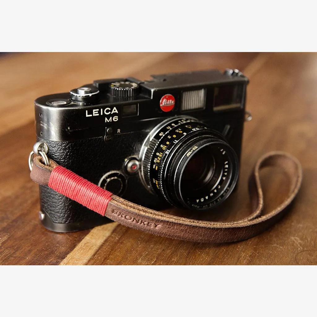 Tokyo #202 - Brown & Red leather camera strap