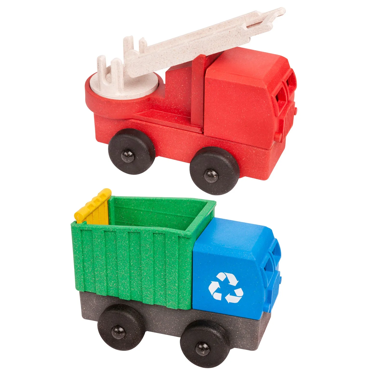 Toy Truck Play Set - 2 Pack of Recycling & Fire Truck Toys