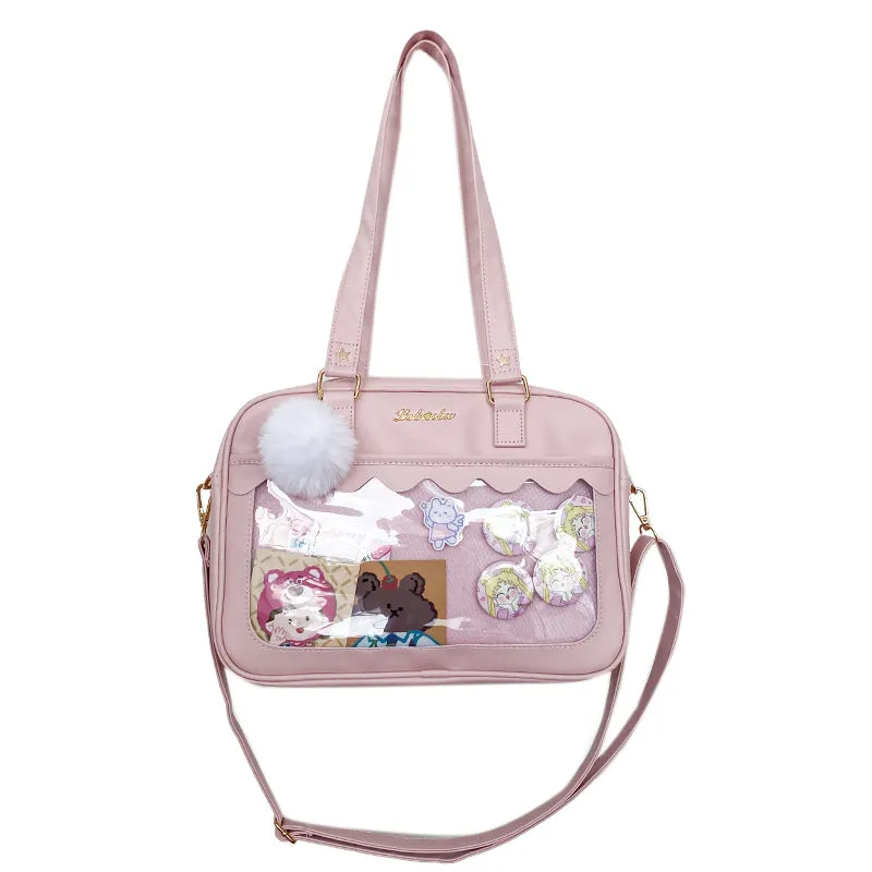 Transparent Front Kawaii School Shoulder Bag