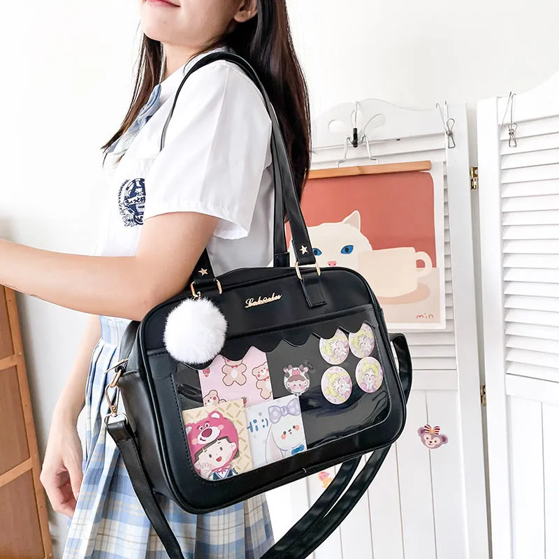 Transparent Front Kawaii School Shoulder Bag