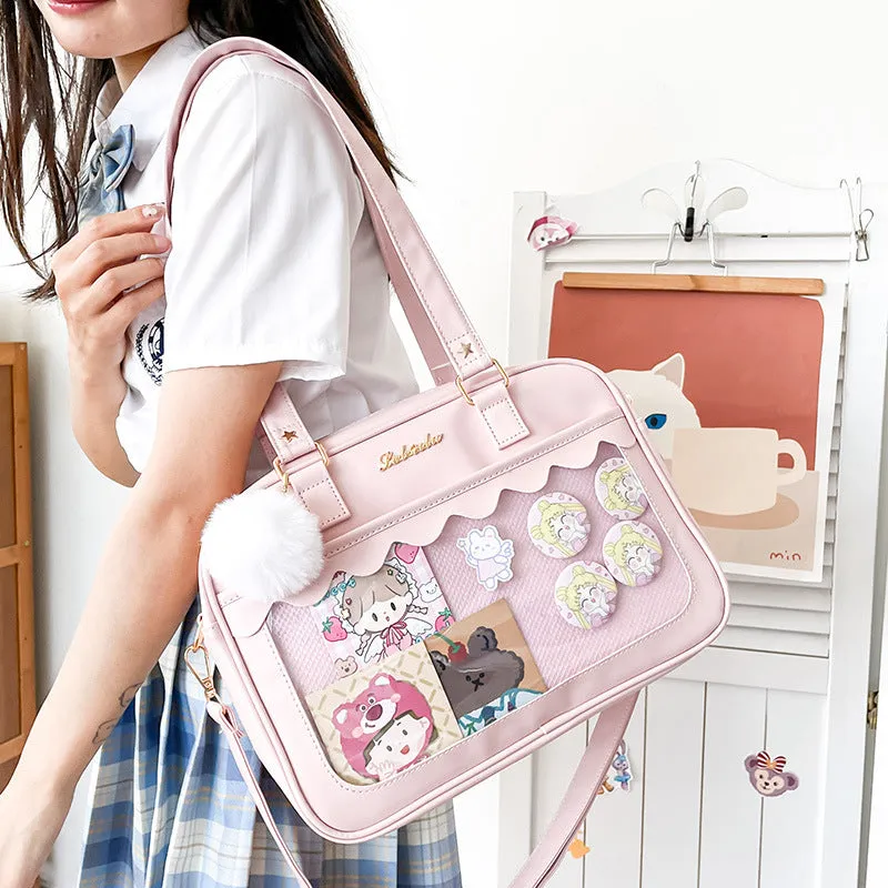 Transparent Front Kawaii School Shoulder Bag