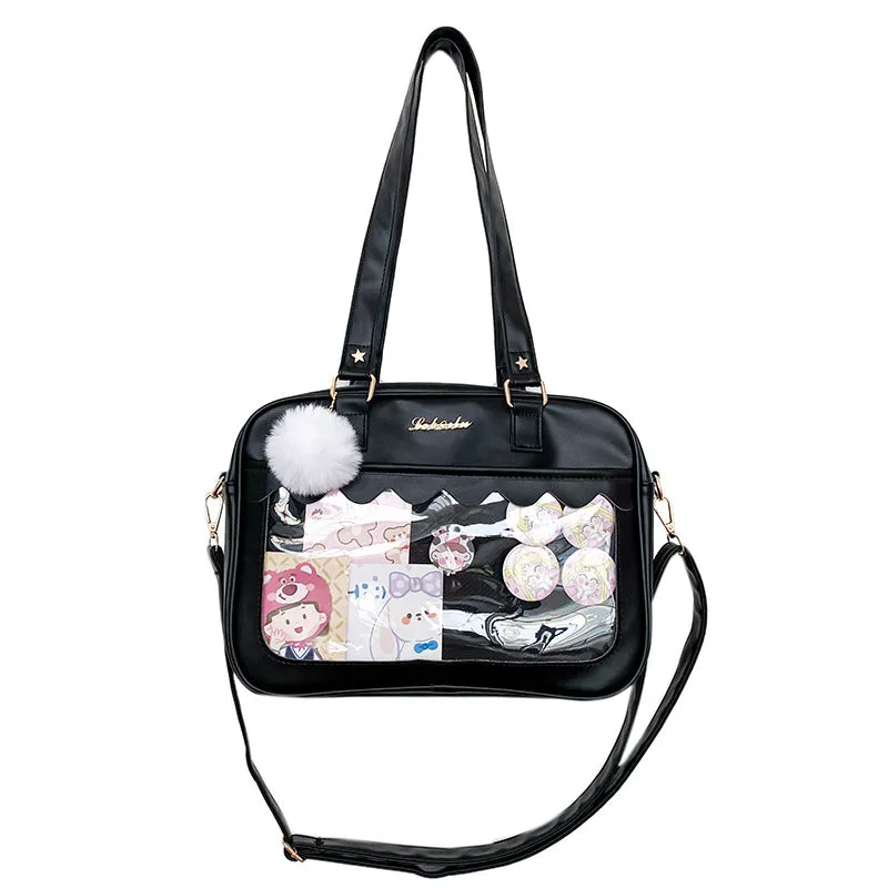 Transparent Front Kawaii School Shoulder Bag