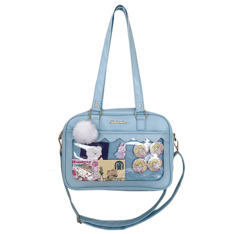 Transparent Front Kawaii School Shoulder Bag