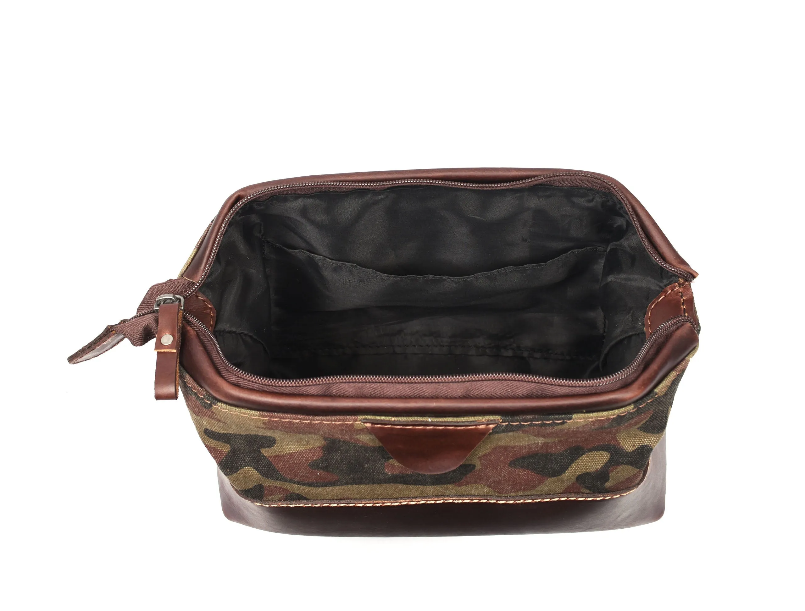 Tyler Leather Camouflage Toiletry Bag -  Camo Green