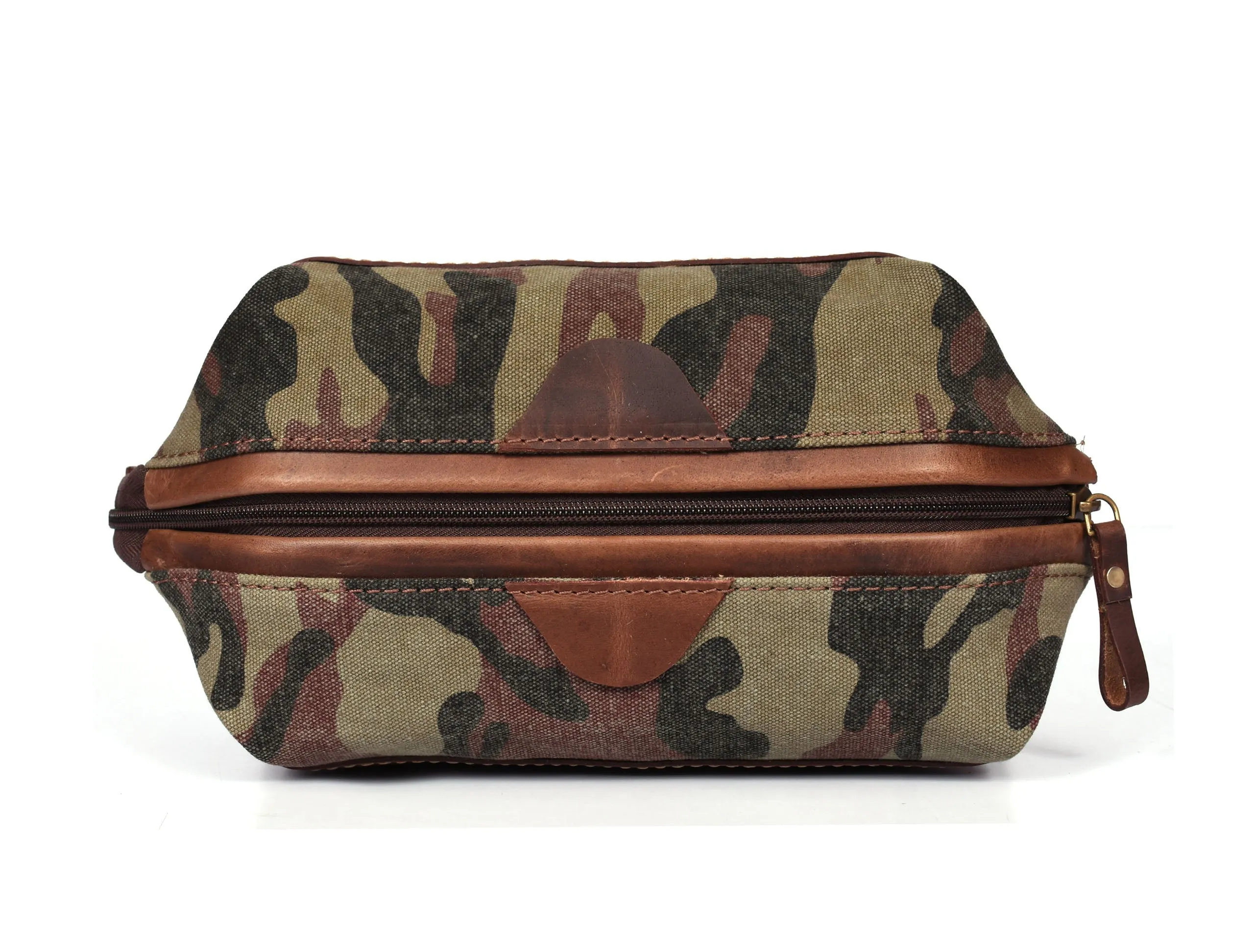 Tyler Leather Camouflage Toiletry Bag -  Camo Green