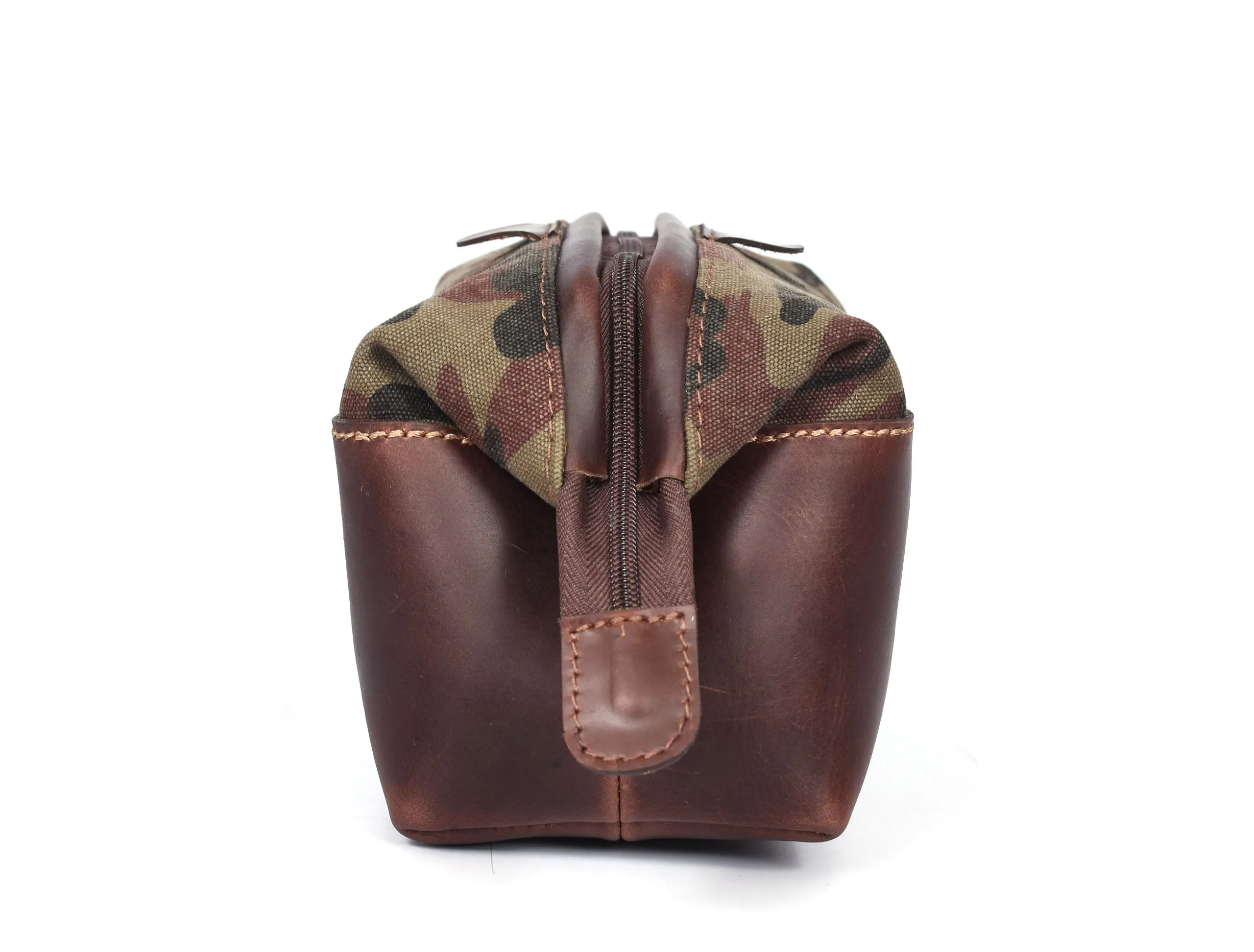 Tyler Leather Camouflage Toiletry Bag -  Camo Green