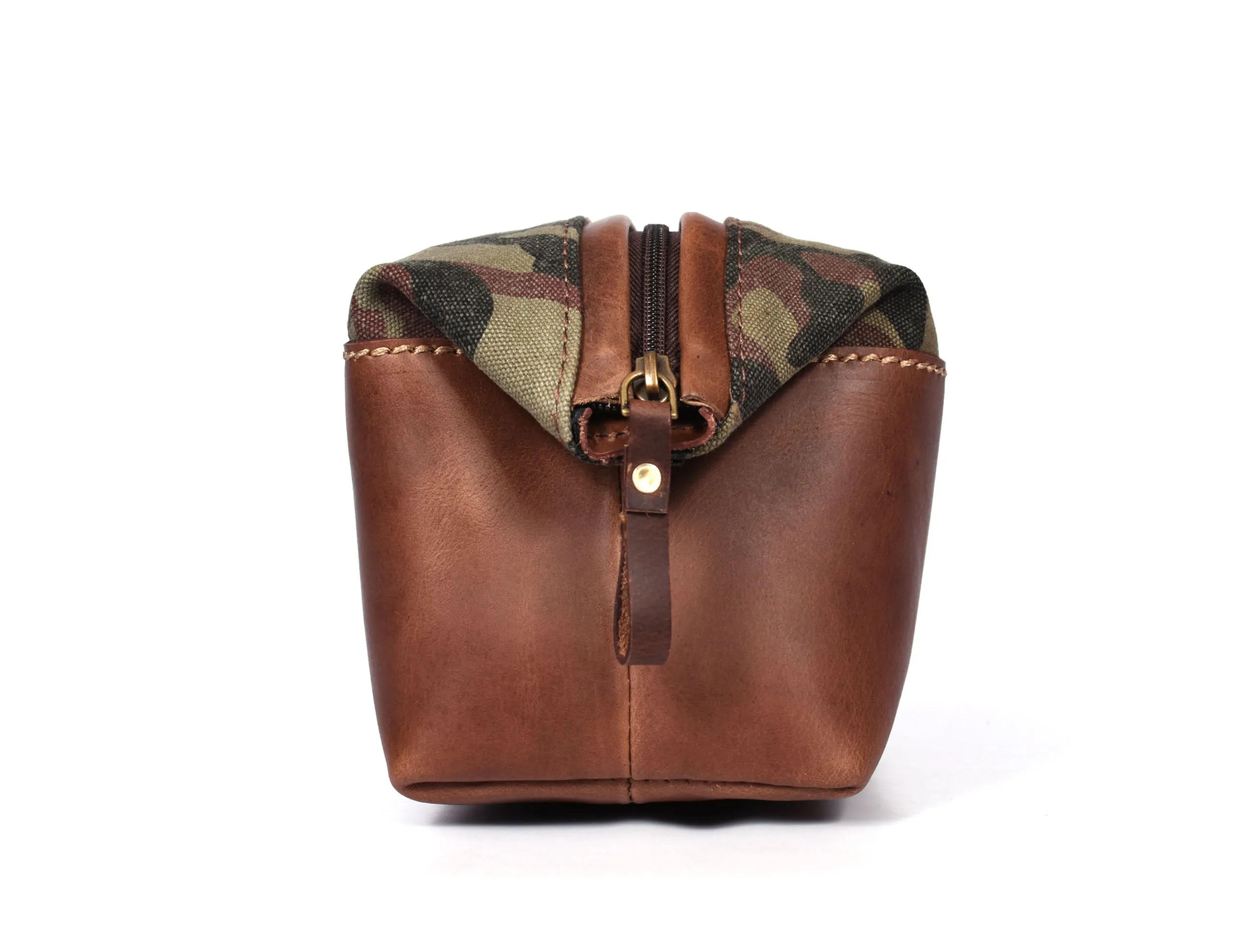 Tyler Leather Camouflage Toiletry Bag -  Camo Green