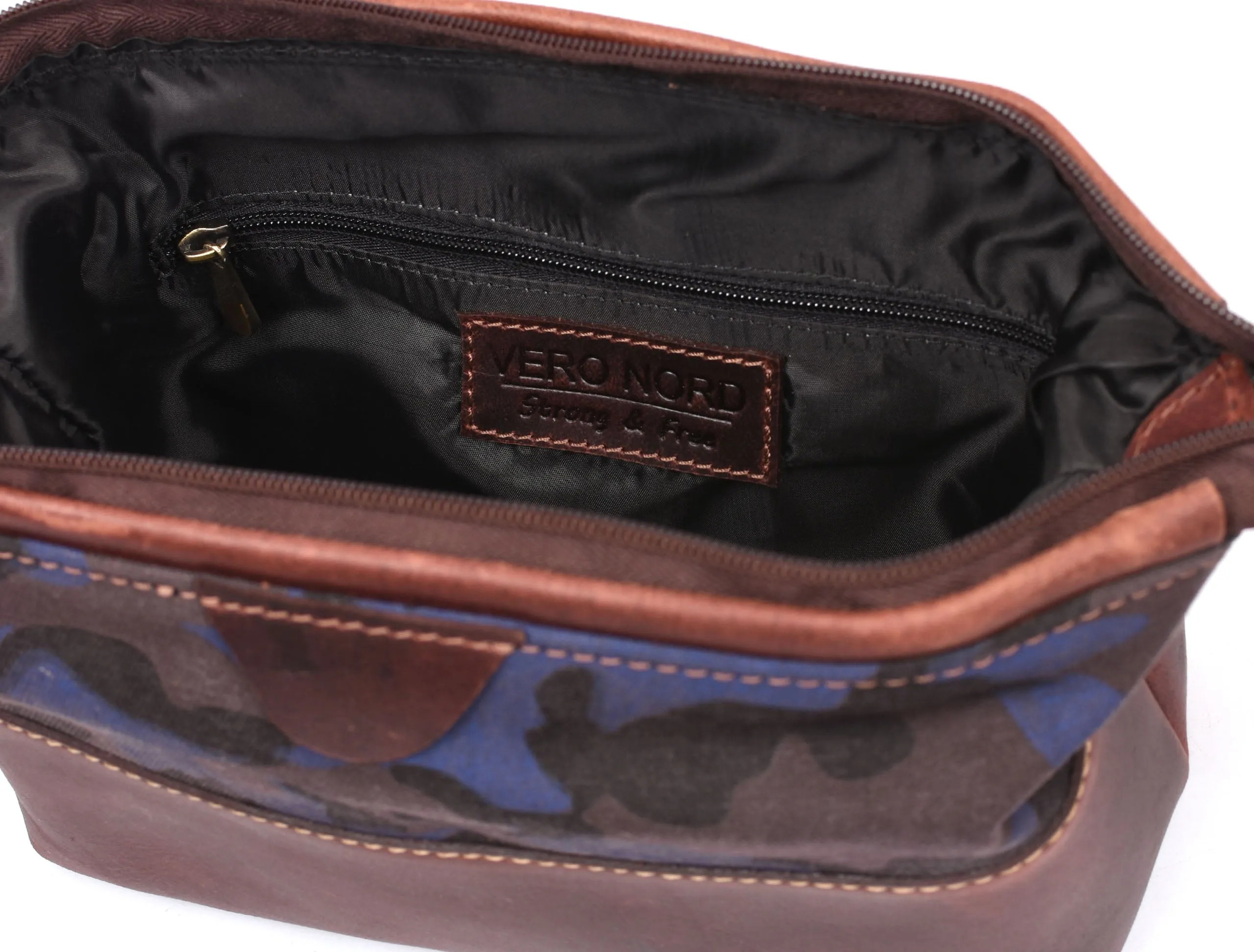 Tyler Leather Camouflage Toiletry Bag -  Camo Green