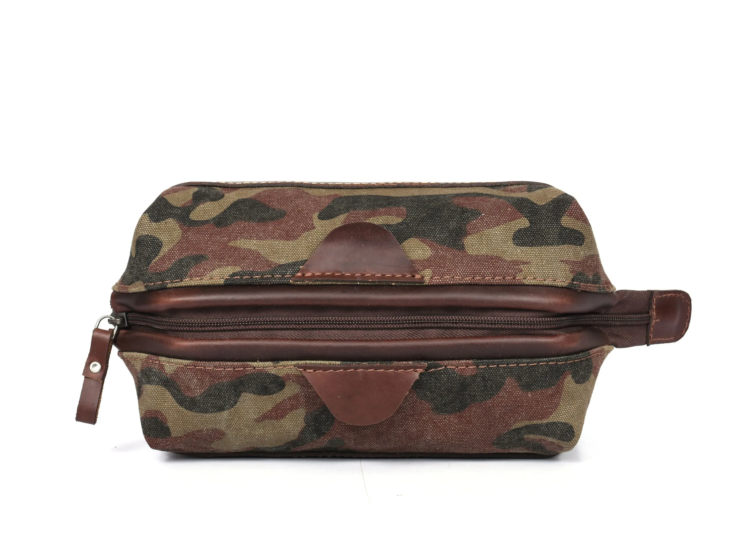 Tyler Leather Camouflage Toiletry Bag -  Camo Green