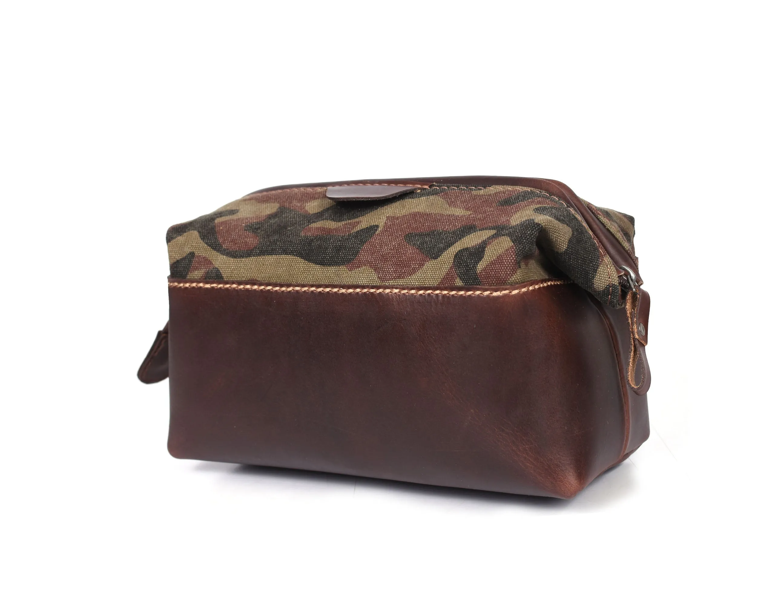 Tyler Leather Camouflage Toiletry Bag -  Camo Green