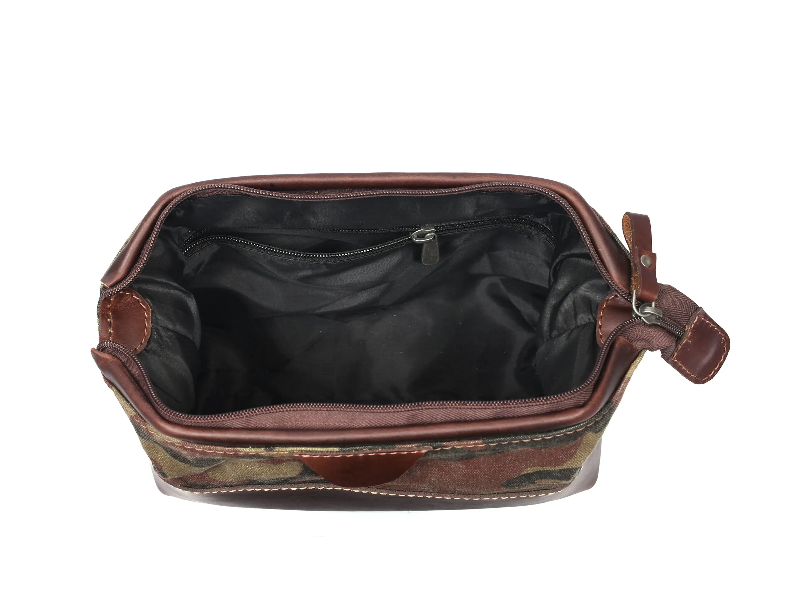 Tyler Leather Camouflage Toiletry Bag -  Camo Green