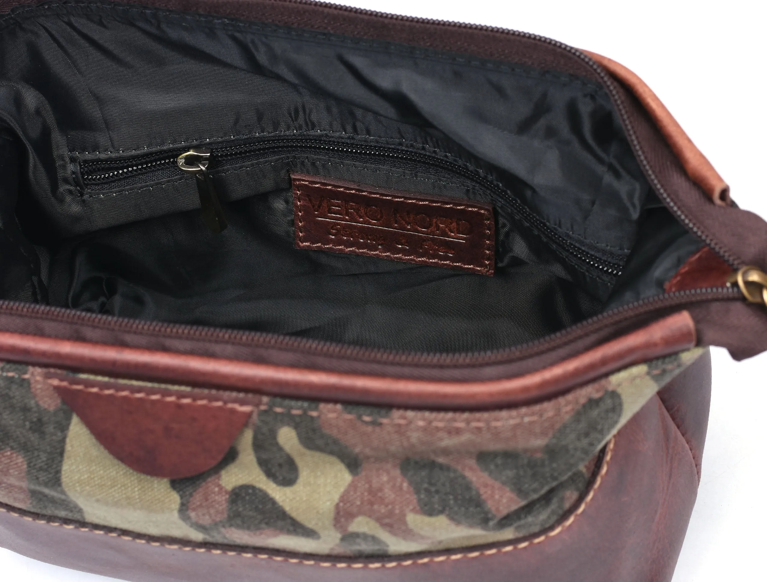 Tyler Leather Camouflage Toiletry Bag -  Camo Green