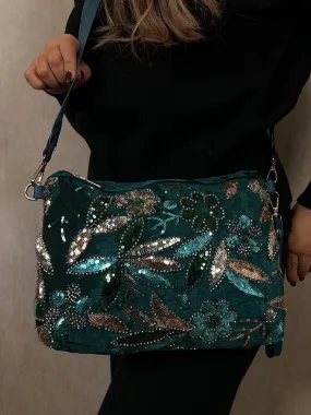 Velvet Flower Sequin Bag