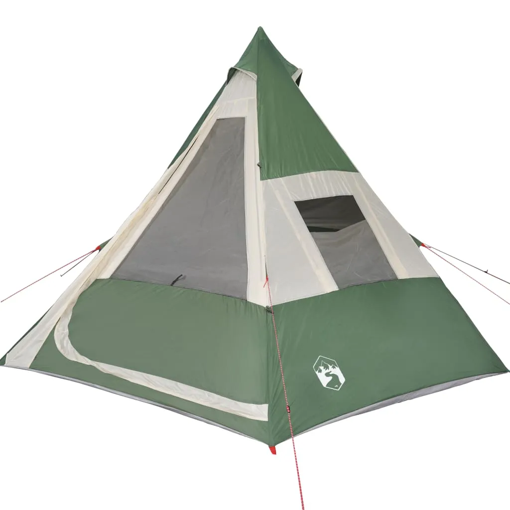 vidaXL Camping Tent Tipi 7-Person Green Waterproof