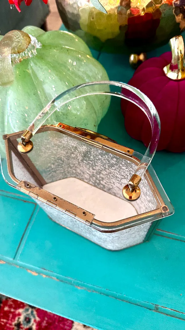 Vintage Lucite Purse - Gold Iridescent