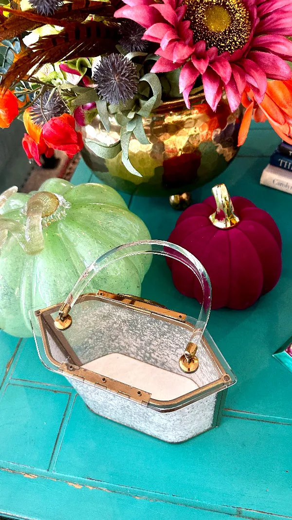 Vintage Lucite Purse - Gold Iridescent