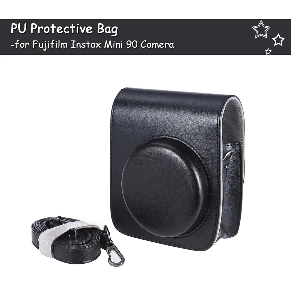 Vintage PU Camera Bag for Fujifilm Instax Mini 90/9/8/8S Instant Film Camera Protective Case Pouch Cover Protector with Strap