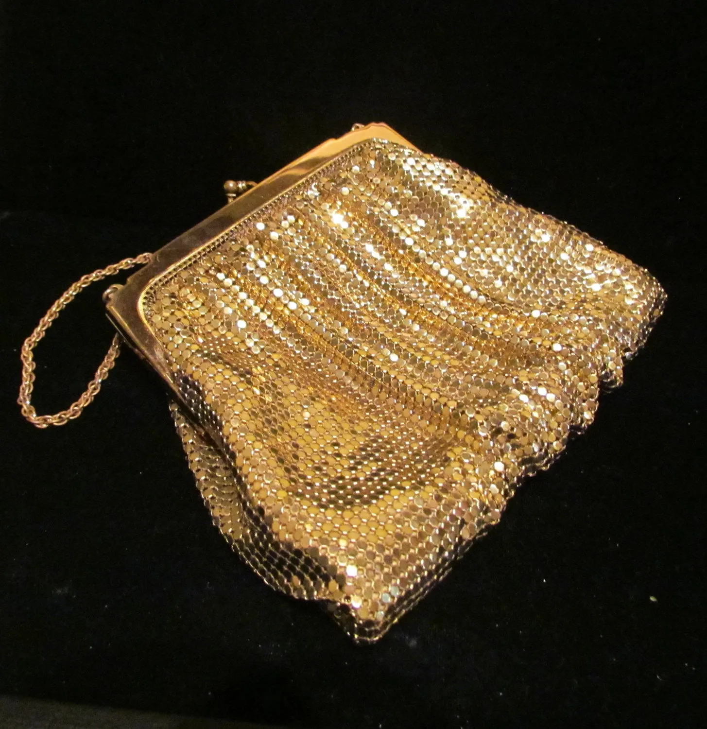 Vintage Whiting & Davis Gold Mesh Purse 1930's Art Deco Purse Wedding Bridal Formal Evening Bag