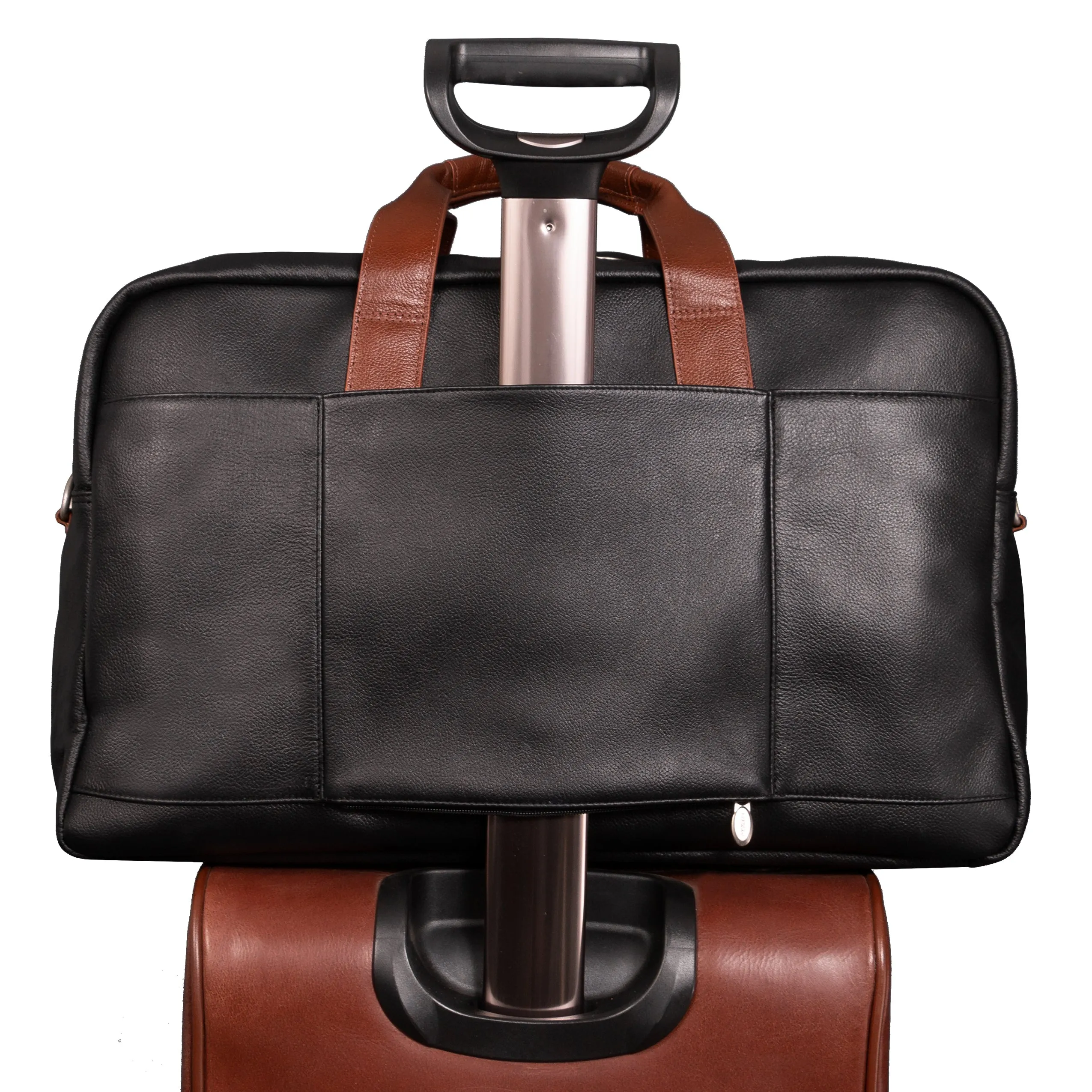 WELLINGTON  | 21” Leather Carry-All Two-Tone Laptop Duffel