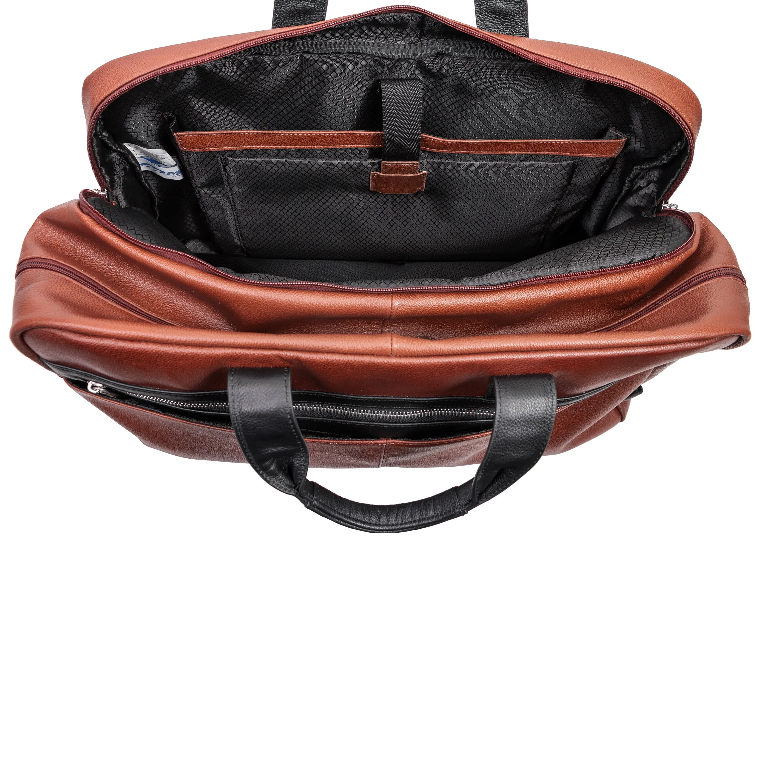 WELLINGTON  | 21” Leather Carry-All Two-Tone Laptop Duffel