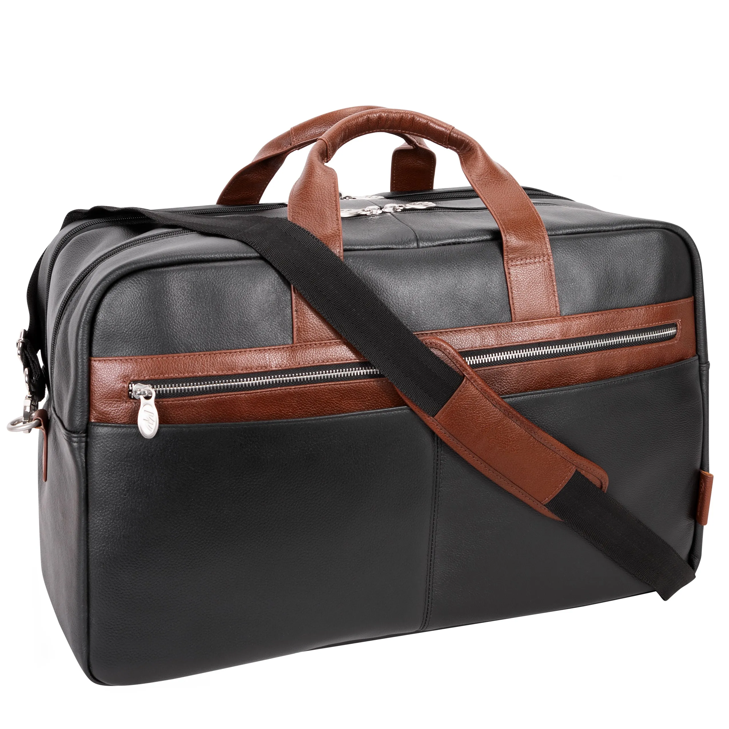 WELLINGTON  | 21” Leather Carry-All Two-Tone Laptop Duffel