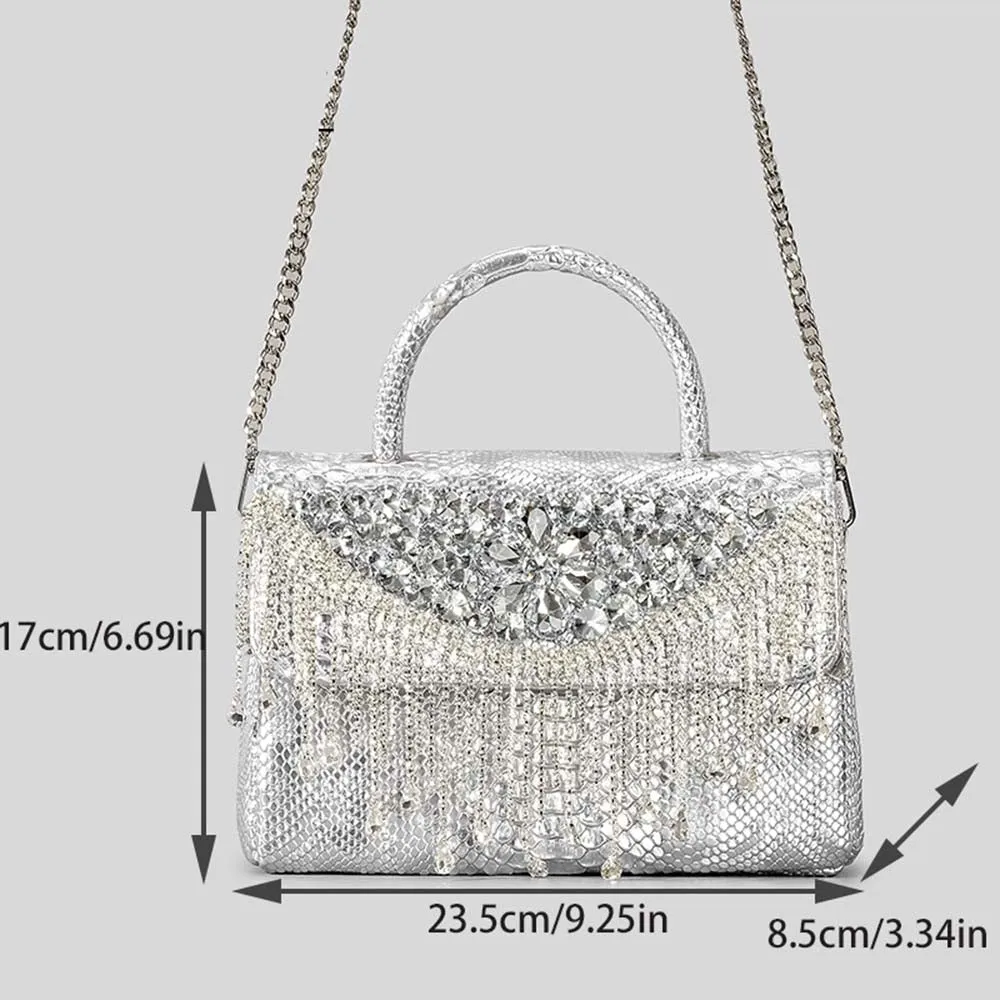 Winnal Crystal  Cross Body Top Handle Bag