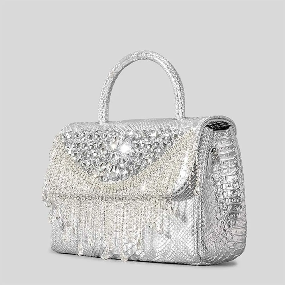 Winnal Crystal  Cross Body Top Handle Bag