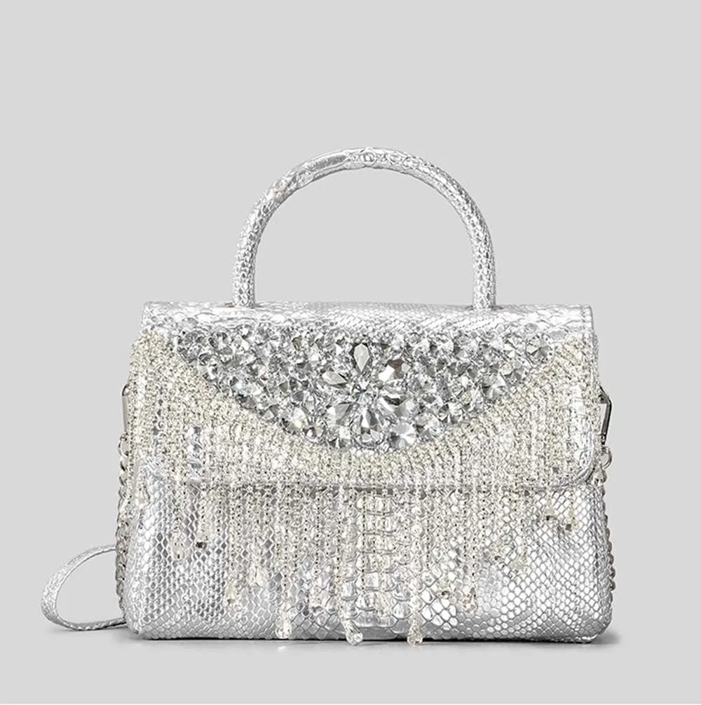 Winnal Crystal  Cross Body Top Handle Bag