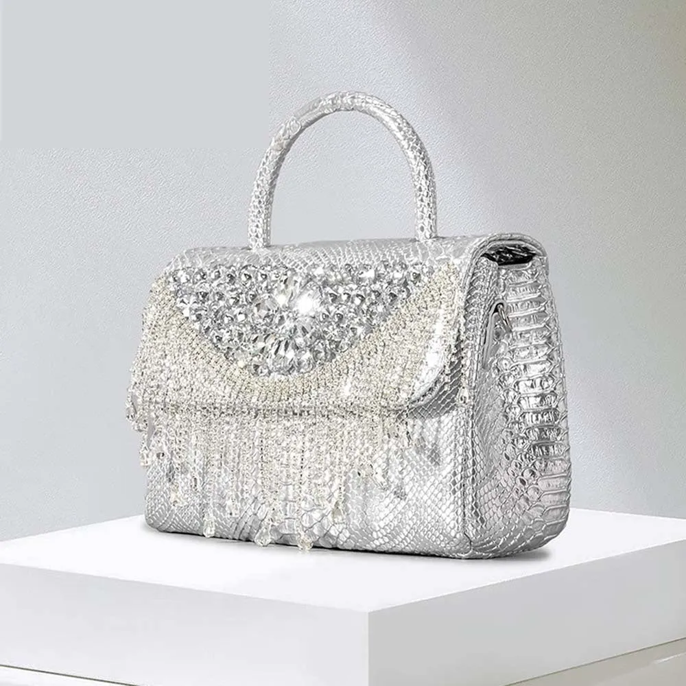 Winnal Crystal  Cross Body Top Handle Bag