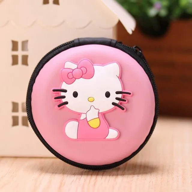 Women Kawaii Animals Cartoon Stitch Hello Kitty Silicone Coin Purse Key kids Girls Wallet Earphone Organizer Box Bags