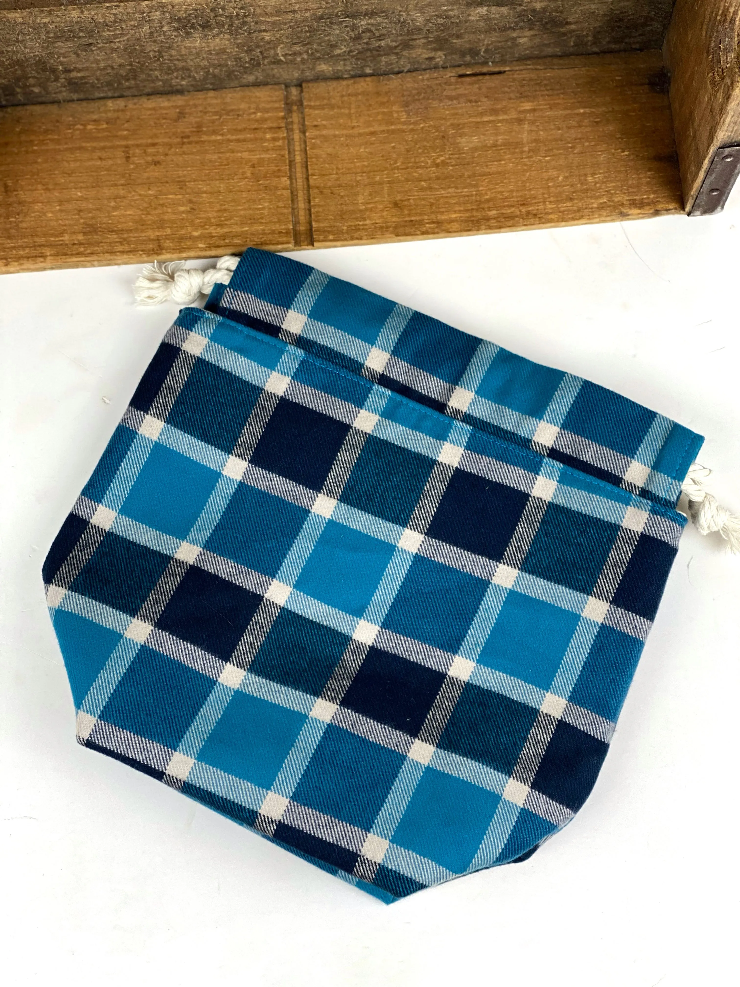 Wool or Flannel Small Sock or Hat Drawstring Project Shoe Storage Bag