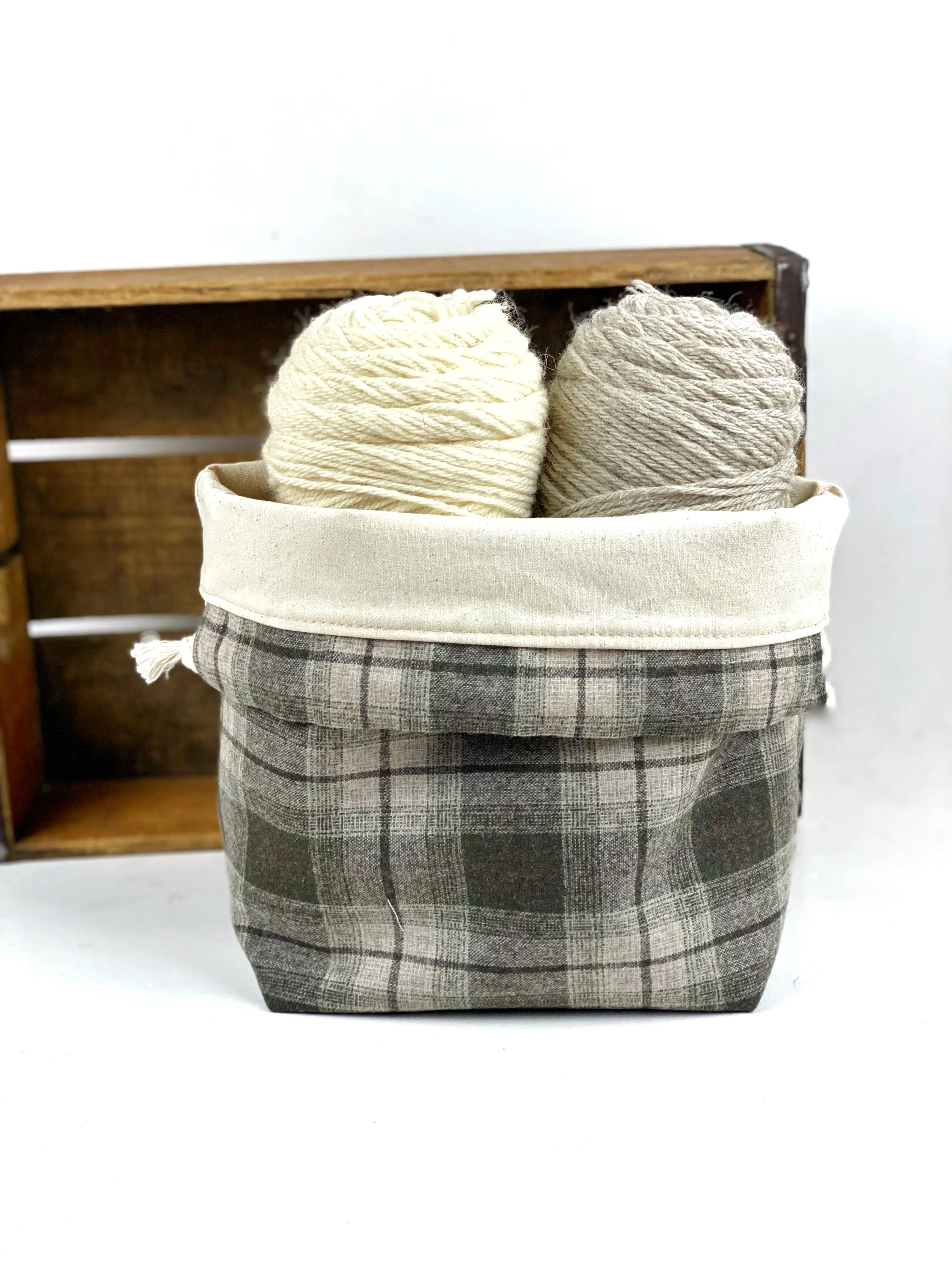 Wool or Flannel Small Sock or Hat Drawstring Project Shoe Storage Bag