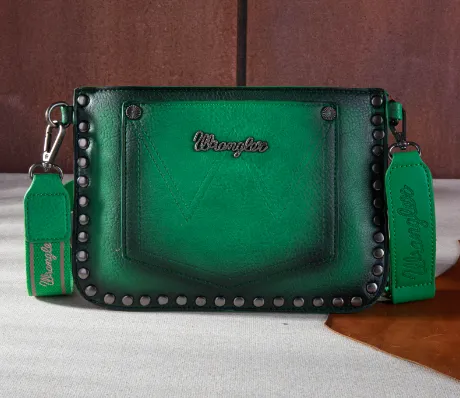 Wrangler Green Rivets Studded Crossbody Clutch Wristlet WG65-2004SGN